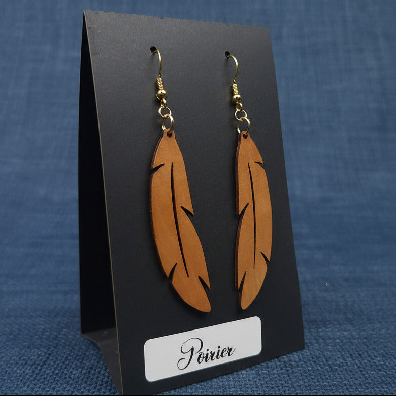 Boucles d’Oreilles Plumes en Poirier