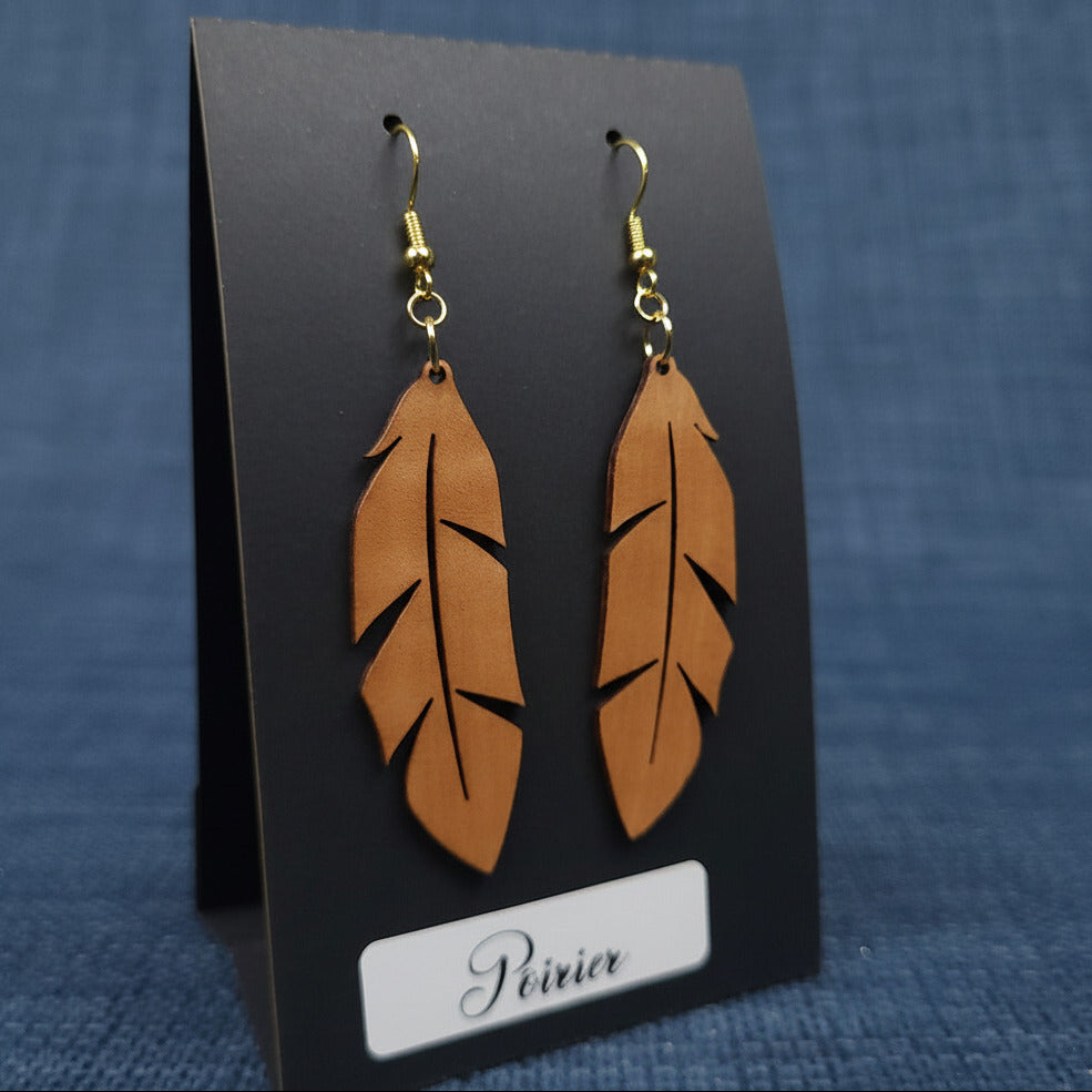 Boucles d’Oreilles Plumes en Poirier