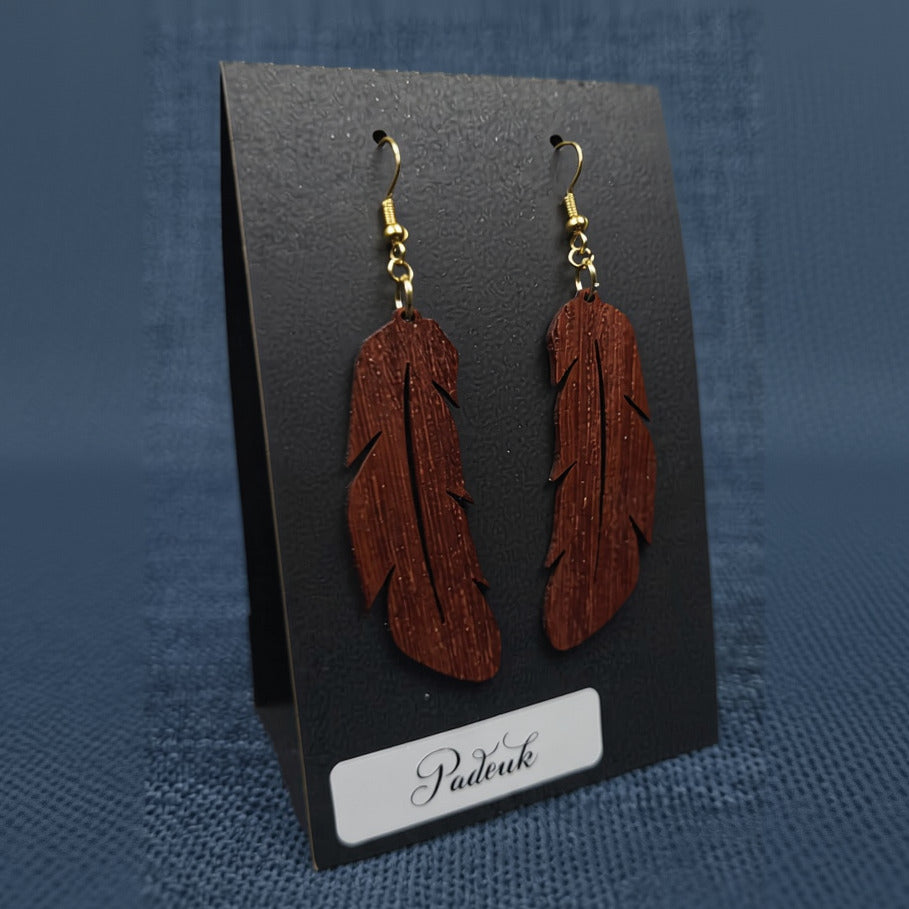Boucles d’Oreilles Plumes – Bois Variés