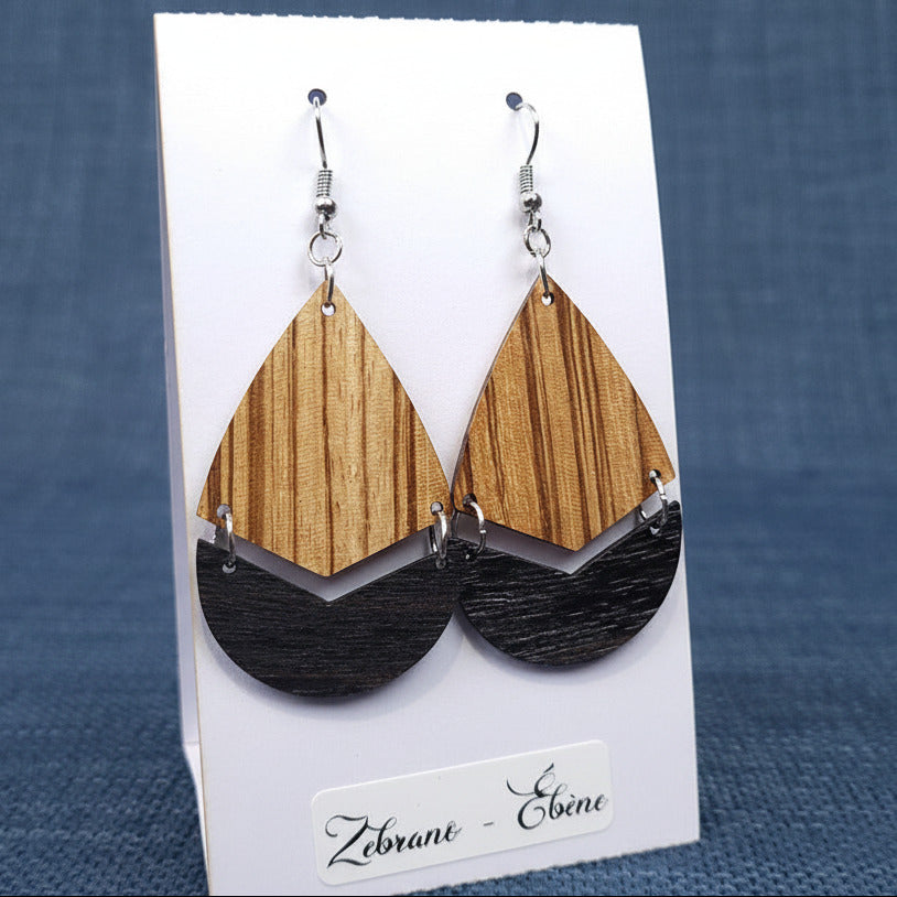 Boucles d’Oreilles Zébrano et Ébène