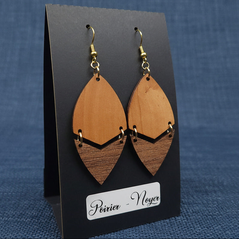Boucles d’Oreilles Poirier et Noyer