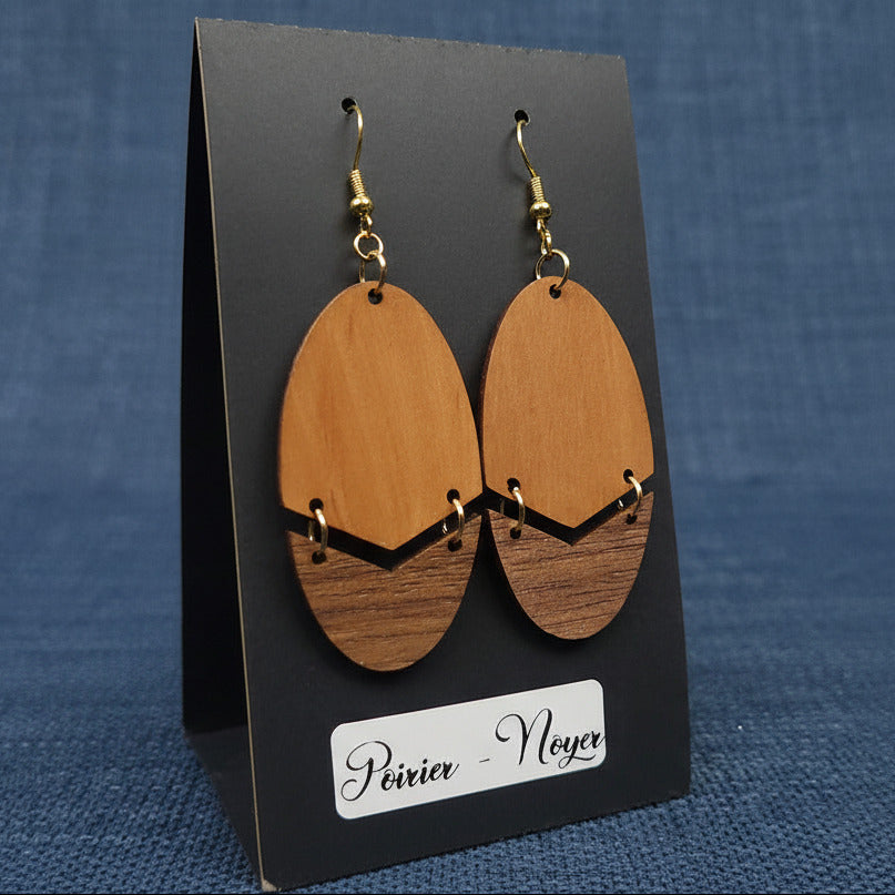 Boucles d’Oreilles Poirier et Noyer
