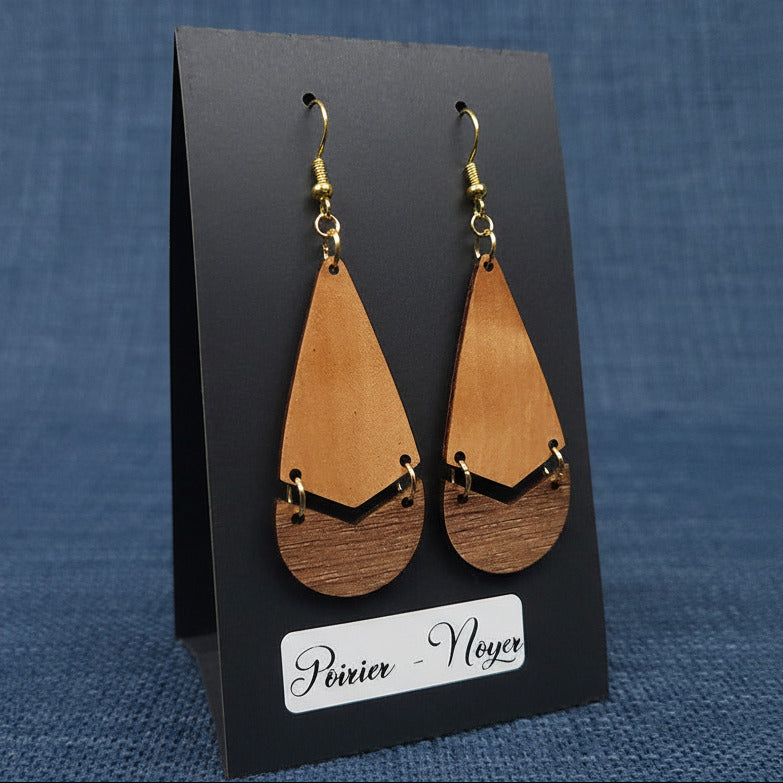 Boucles d’Oreilles Poirier et Noyer