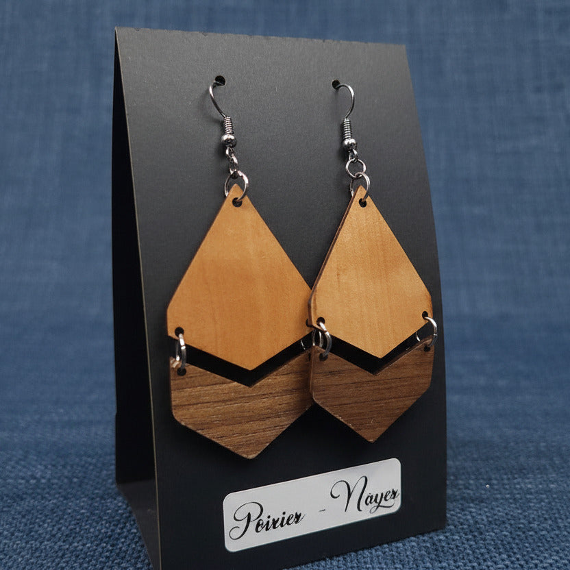 Boucles d’Oreilles Poirier et Noyer