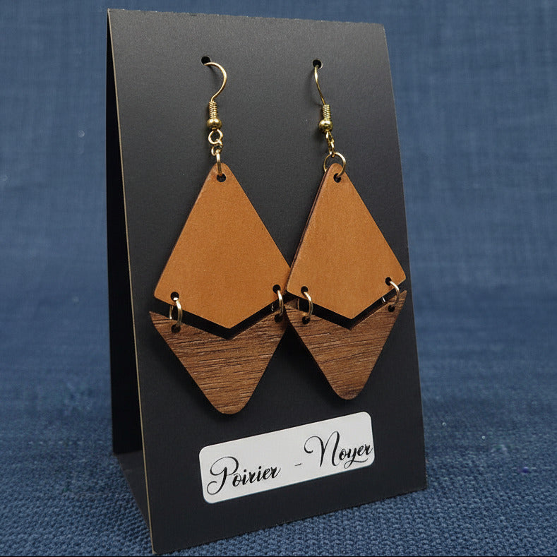 Boucles d’Oreilles Poirier et Noyer
