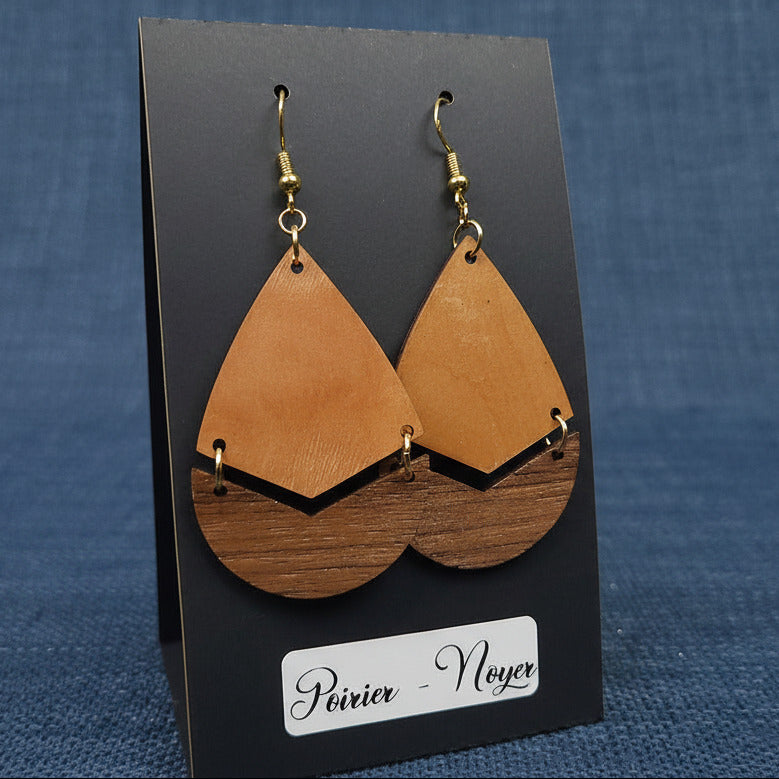 Boucles d’Oreilles Poirier et Noyer