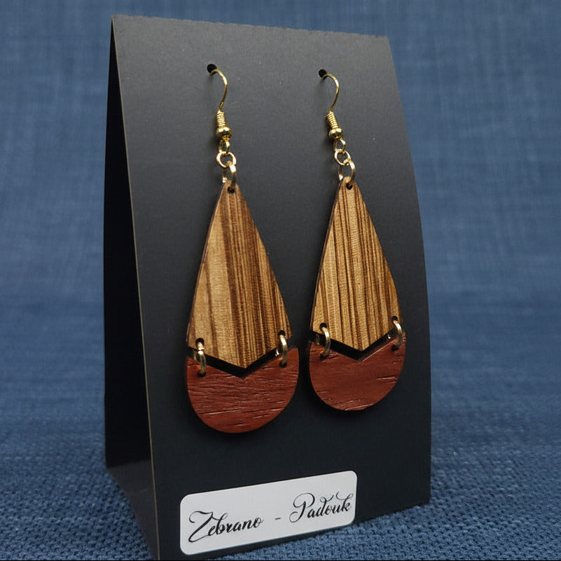 Boucles d’Oreilles Zebrano et Padouk