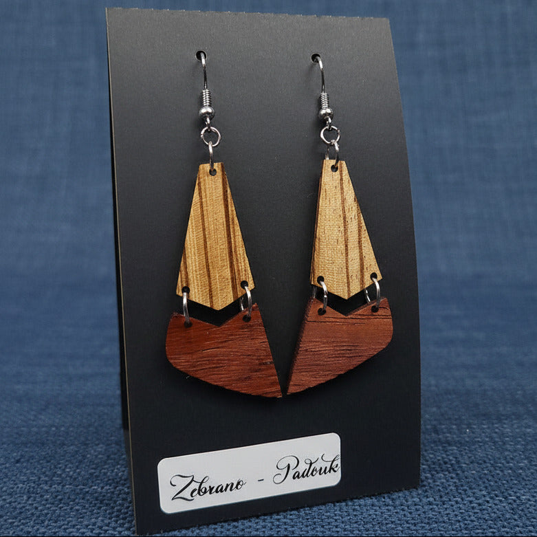 Boucles d’Oreilles Zebrano et Padouk