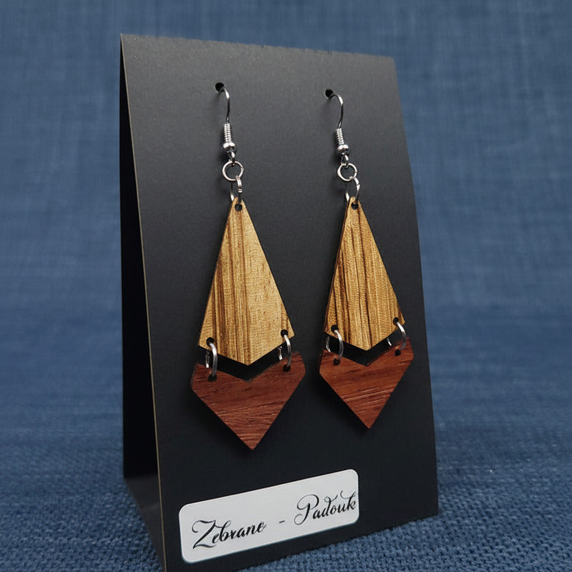 Boucles d’Oreilles Zebrano et Padouk