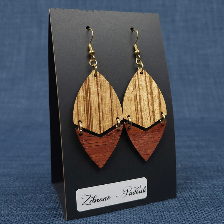 Boucles d’Oreilles Zebrano et Padouk
