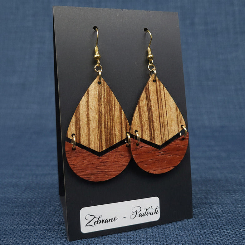 Boucles d’Oreilles Zebrano et Padouk