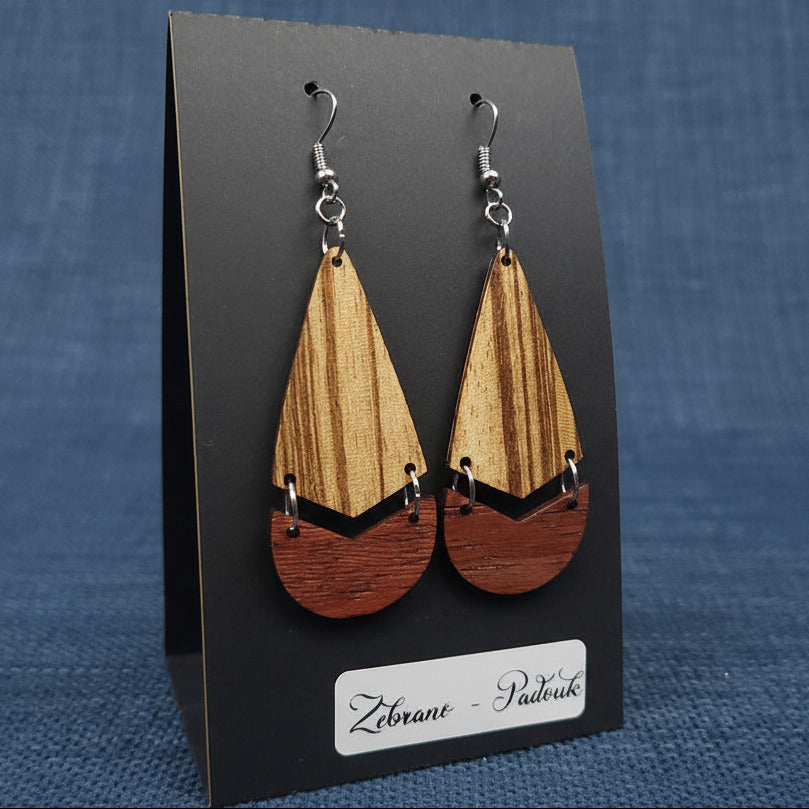 Boucles d’Oreilles Zebrano et Padouk
