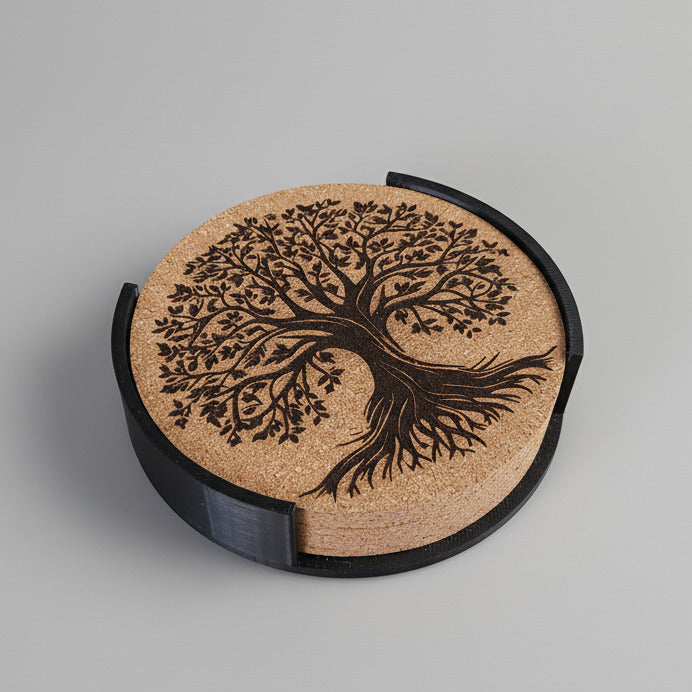 Lot de 6 sous-verres en liège – Arbre de Vie