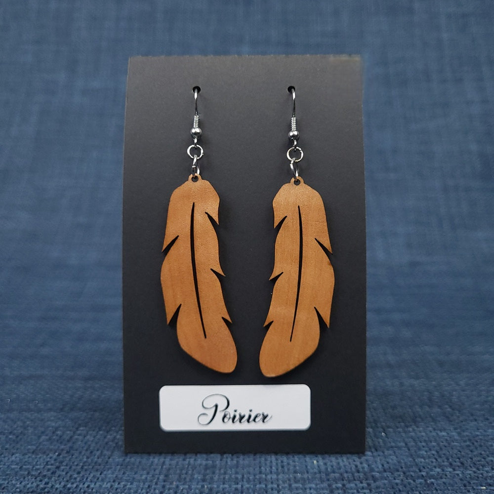 Boucles d’Oreilles Plumes en Poirier