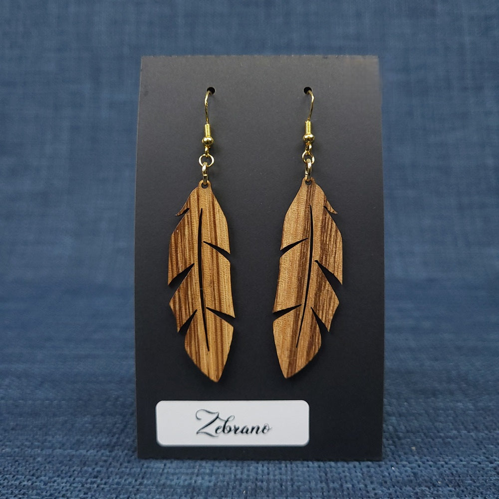 Boucles d’Oreilles Plumes – Bois Variés