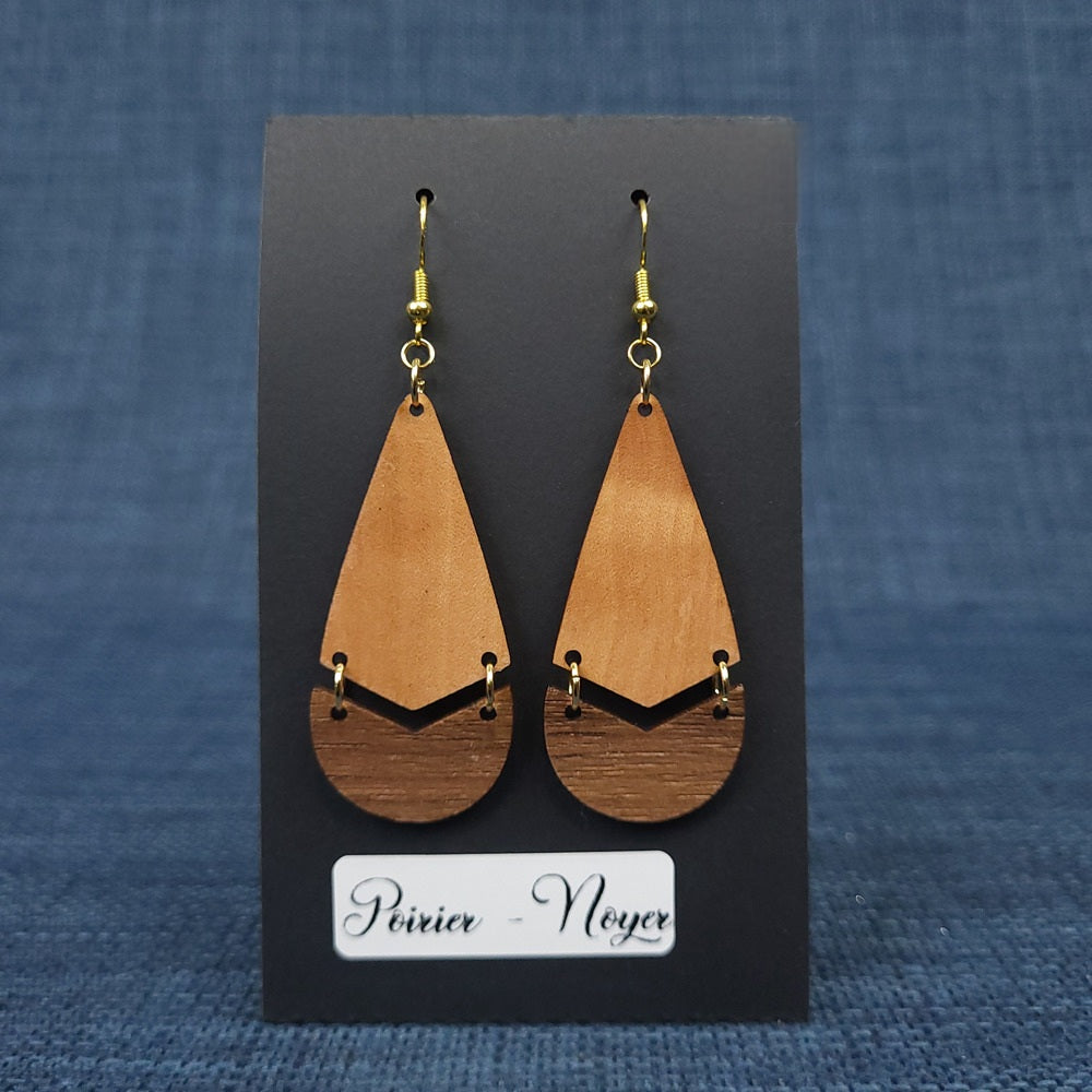 Boucles d’Oreilles Poirier et Noyer