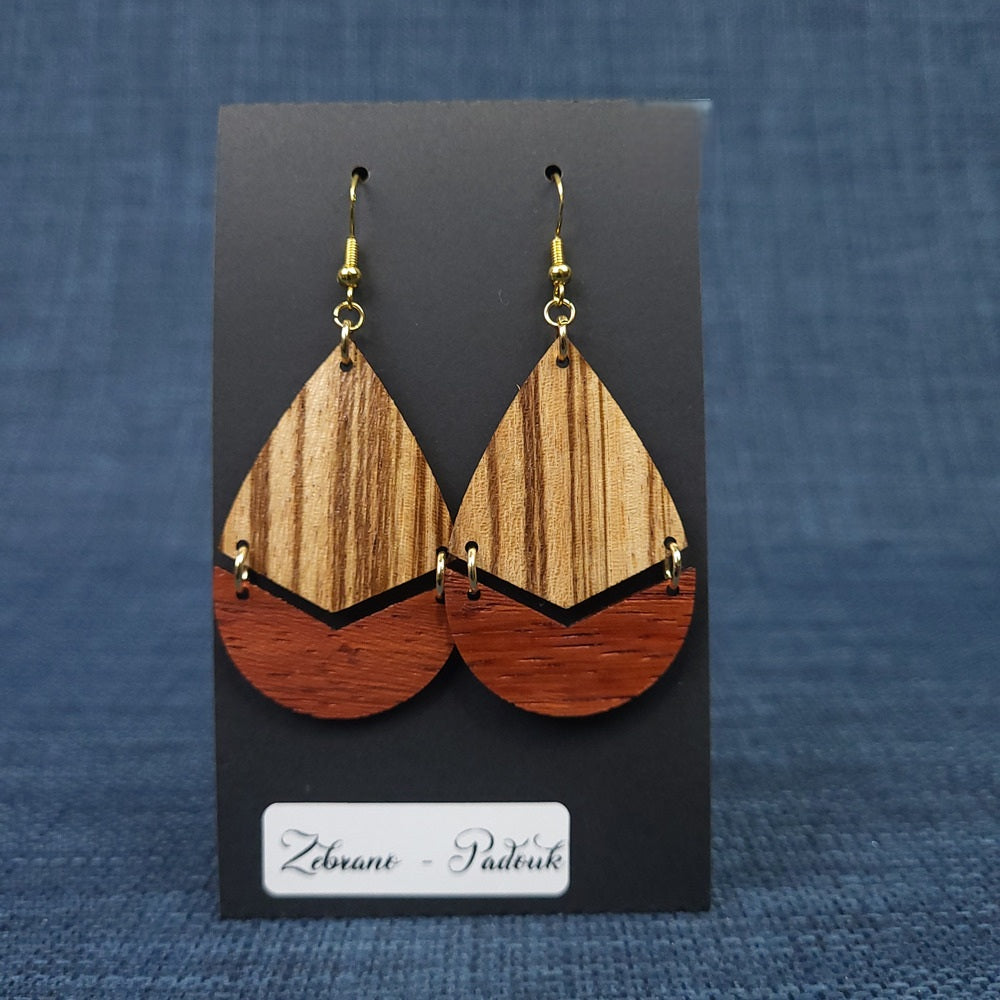 Boucles d’Oreilles Zebrano et Padouk