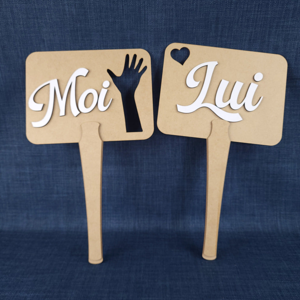 Pancartes de jeu personnalisées pour mariage – Elle & Moi, Lui & Moi