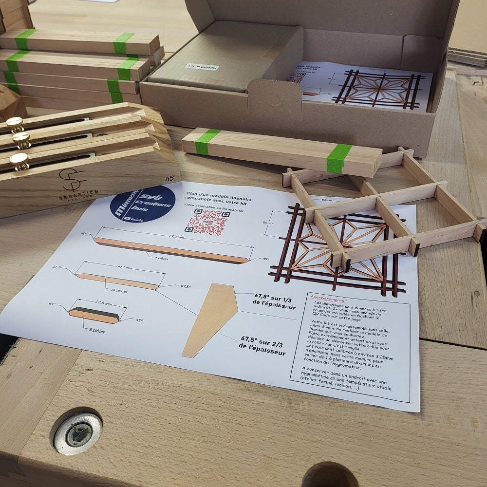 Lot de 3 gabarits avec 6 angles + kit d'apprentissage offert.