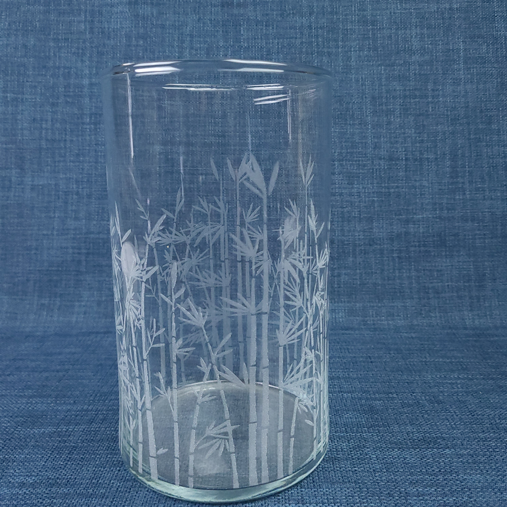 Vase en verre gravé – Motif Bambou