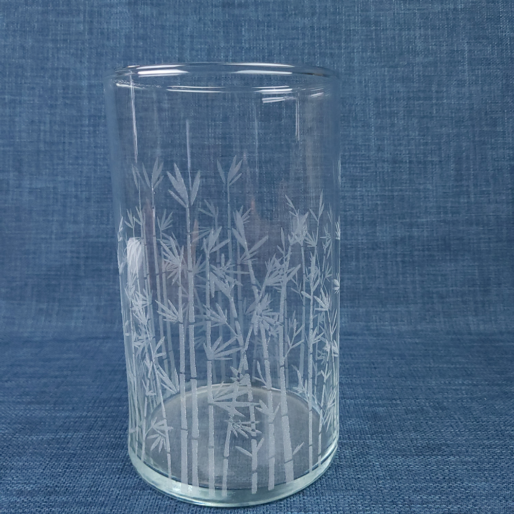 Vase en verre gravé – Motif Bambou