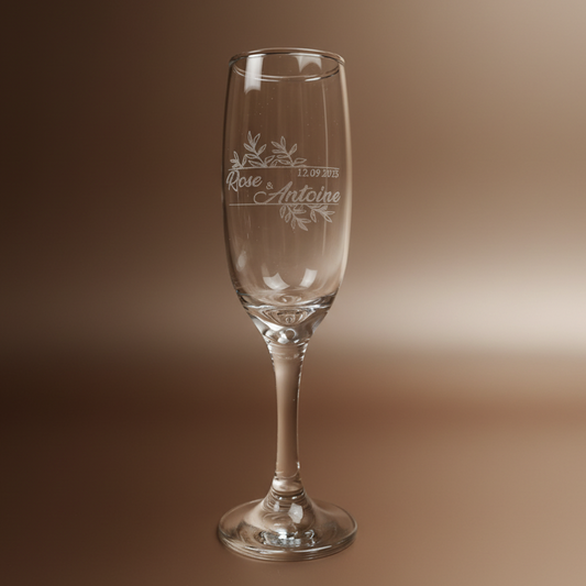 Flûte personnalisée – Prénoms & date avec motif floral