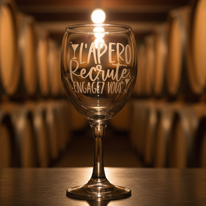Verre ballon gravé – L’apéro recrute... Engagez-vous !