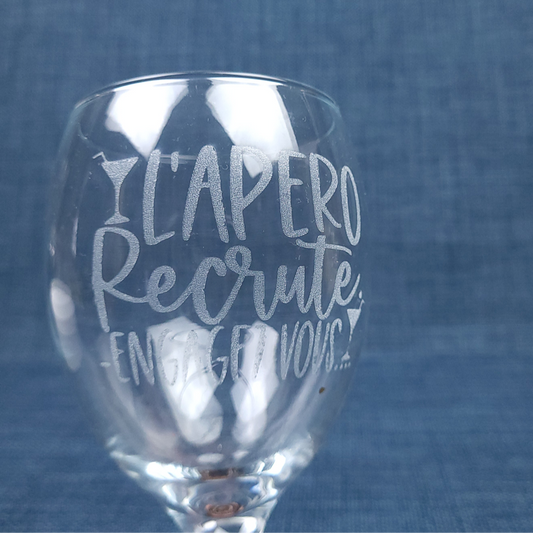 Verre ballon gravé – L’apéro recrute... Engagez-vous !