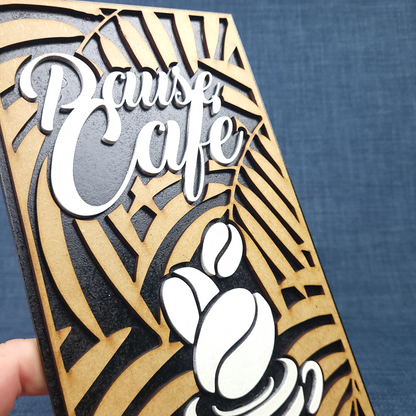 Déco murale Pause Café – fond noir