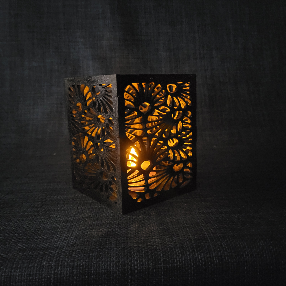 Bougeoir décoratif – motif Art Déco Noir