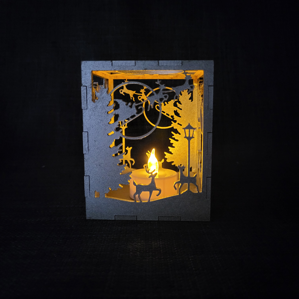 Bougeoir décoratif – motif Noël Gris