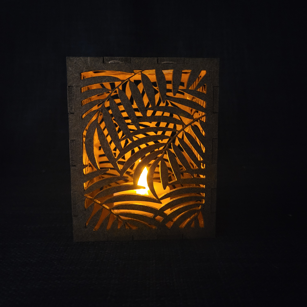 Bougeoir décoratif – motif feuilles  Or