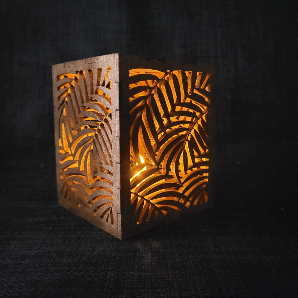 Bougeoir décoratif – motif feuilles  Or