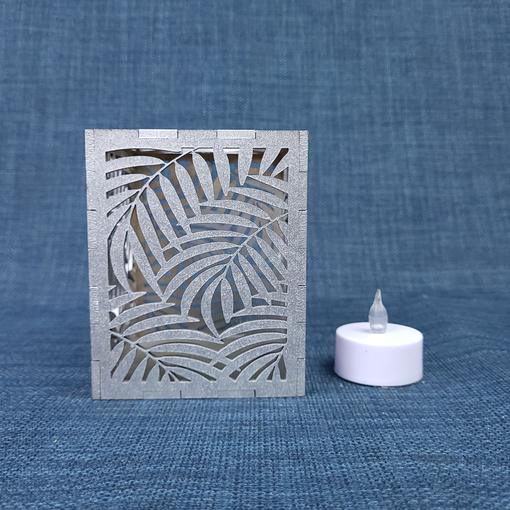 Bougeoir décoratif – motif feuilles  Gris