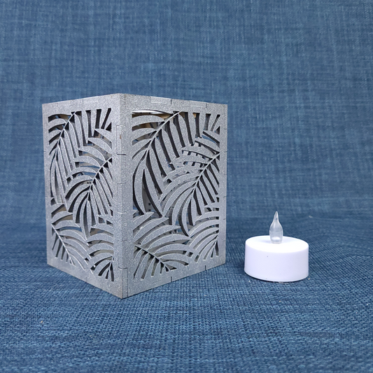 Bougeoir décoratif – motif feuilles  Gris