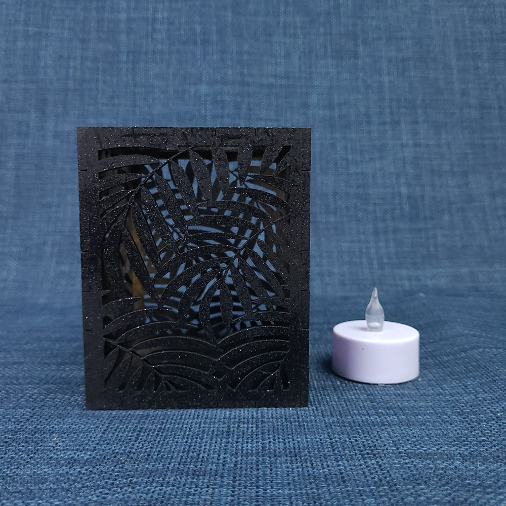 Bougeoir décoratif – motif feuilles  Noir