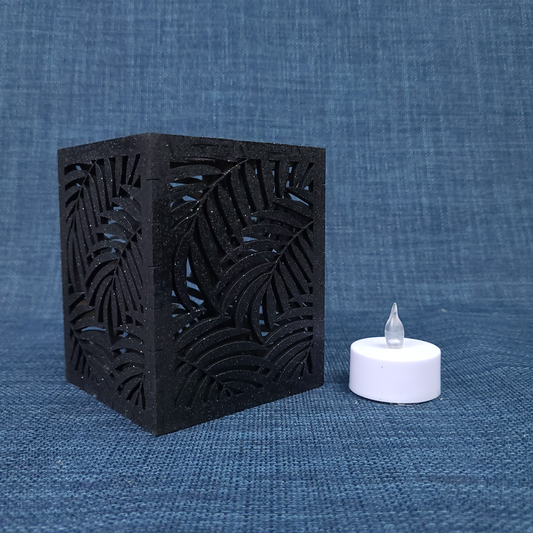 Bougeoir décoratif – motif feuilles  Noir
