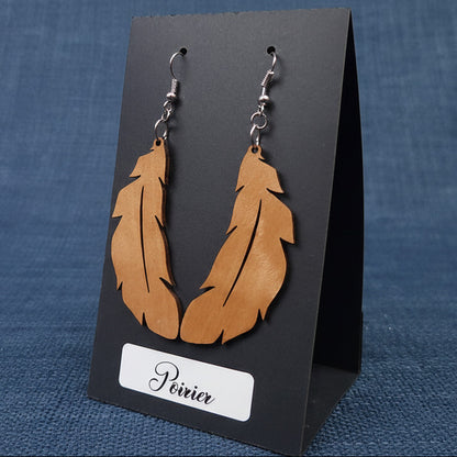 Boucles d’Oreilles Plumes en Poirier
