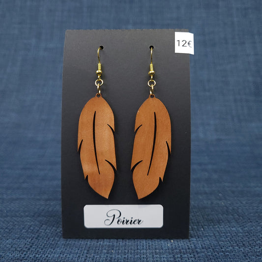 Boucles d’Oreilles Plumes en Poirier