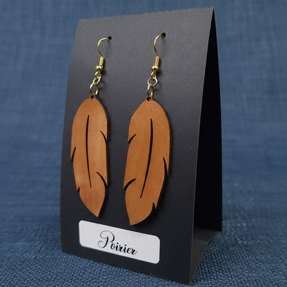 Boucles d’Oreilles Plumes en Poirier