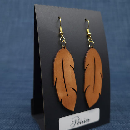 Boucles d’Oreilles Plumes en Poirier