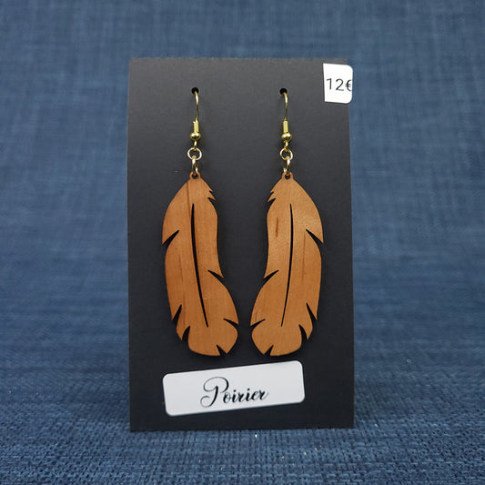 Boucles d’Oreilles Plumes en Poirier