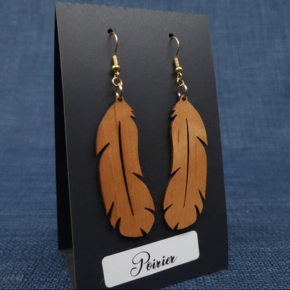 Boucles d’Oreilles Plumes en Poirier
