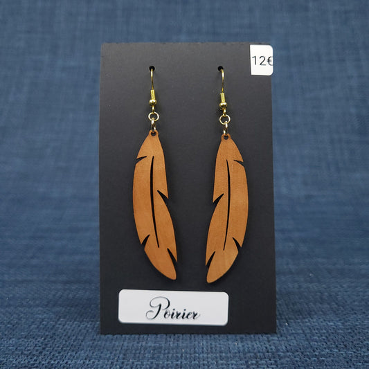 Boucles d’Oreilles Plumes en Poirier