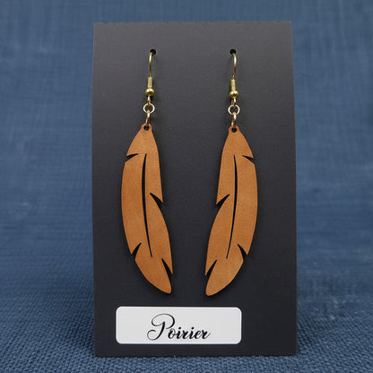 Boucles d’Oreilles Plumes en Poirier