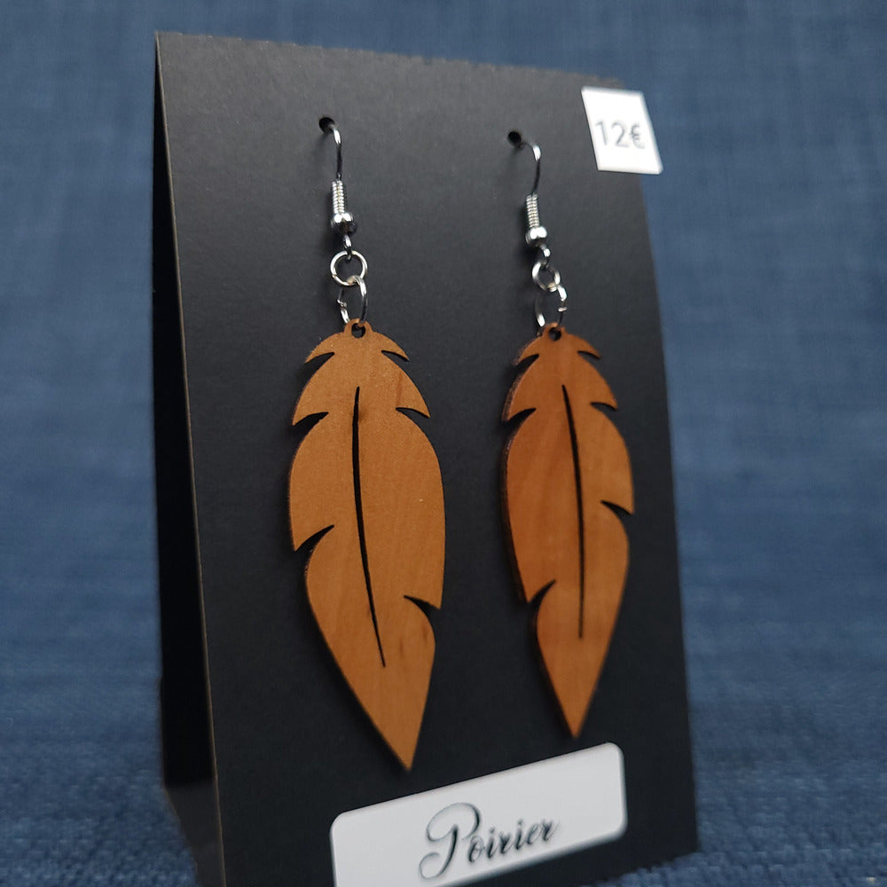 Boucles d’Oreilles Plumes en Poirier