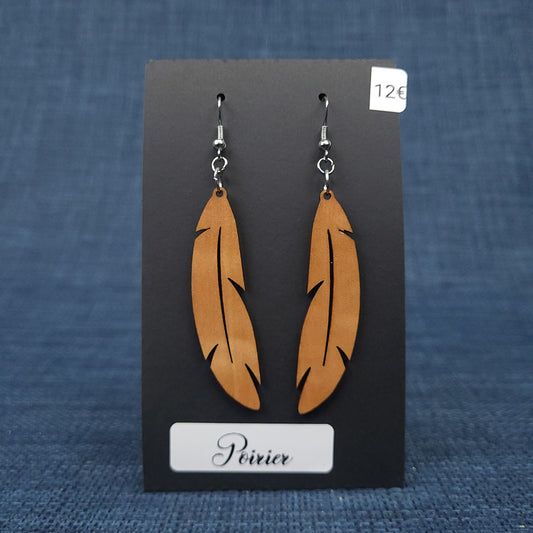 Boucles d’Oreilles Plumes en Poirier