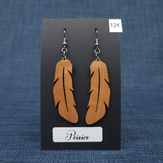 Boucles d’Oreilles Plumes en Poirier