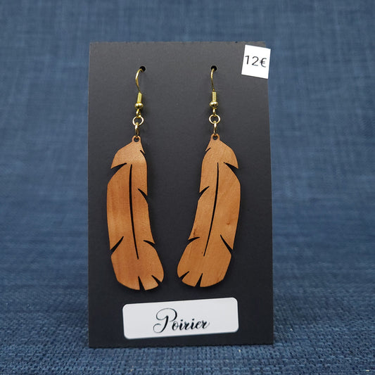 Boucles d’Oreilles Plumes en Poirier