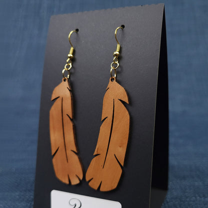 Boucles d’Oreilles Plumes en Poirier